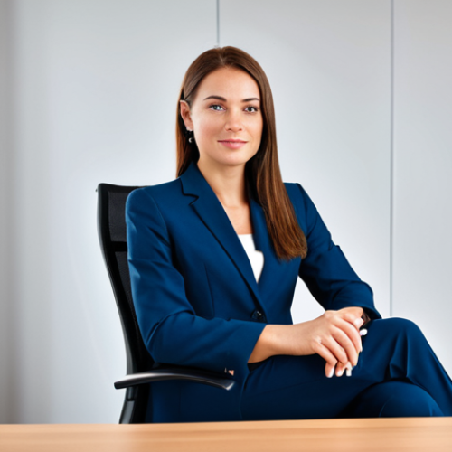 Home 17 **
"A professional businesswoman in a modest business suit, sitting at a desk in a modern office, fully clothed, appropriate attire, safe for work, perfect anatomy, natural proportions, professional photography, high quality."
**