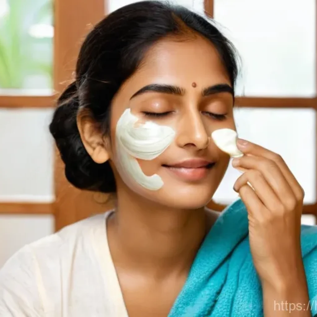 천연 성분 클렌저 추천 - **Prompt 1: Serene Application of a Homemade Face Pack**
    A young Indian woman, in her late 20s, ...