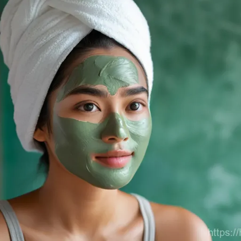 이니스프리 화산송이 마스크팩 리뷰 - A serene and natural-looking South Asian woman in her late 20s, with a gentle expression of hope, ca...