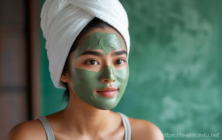 이니스프리 화산송이 마스크팩 리뷰 - A serene and natural-looking South Asian woman in her late 20s, with a gentle expression of hope, ca...