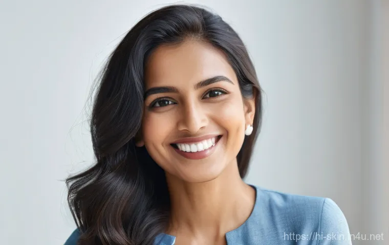이니스프리 화산송이 마스크팩 리뷰 - A serene and natural-looking South Asian woman in her late 20s, with a gentle expression of hope, ca...
