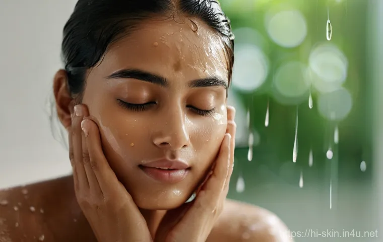 이니스프리 화산송이 마스크팩 리뷰 - A radiant and confident South Asian woman in her early 30s, showcasing impeccably clear, smooth, and...